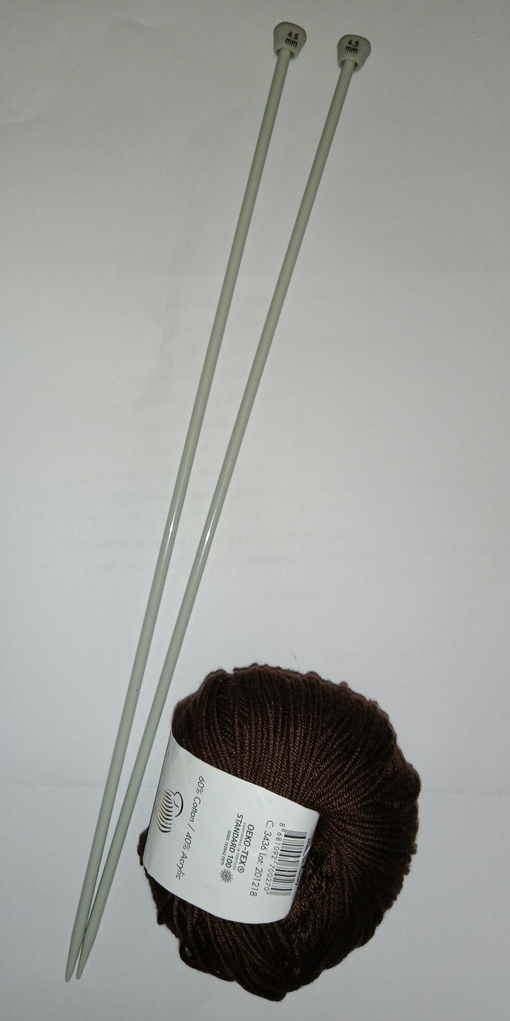 Спицы алюминиевые для вязания 4,5 мм, 40 см