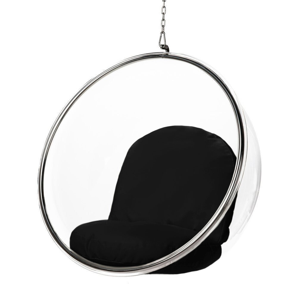 Кресло-шар подвесное Bubble Chair (Бабл) прозрачное, черные подушки - фотография № 3