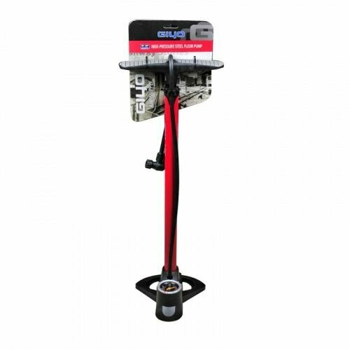 фото Насос напольный giyo gf38p, с манометром, высокого давления, max 160psi(11атм), высота 62см, ход поршня 45см, длина шланга 90с