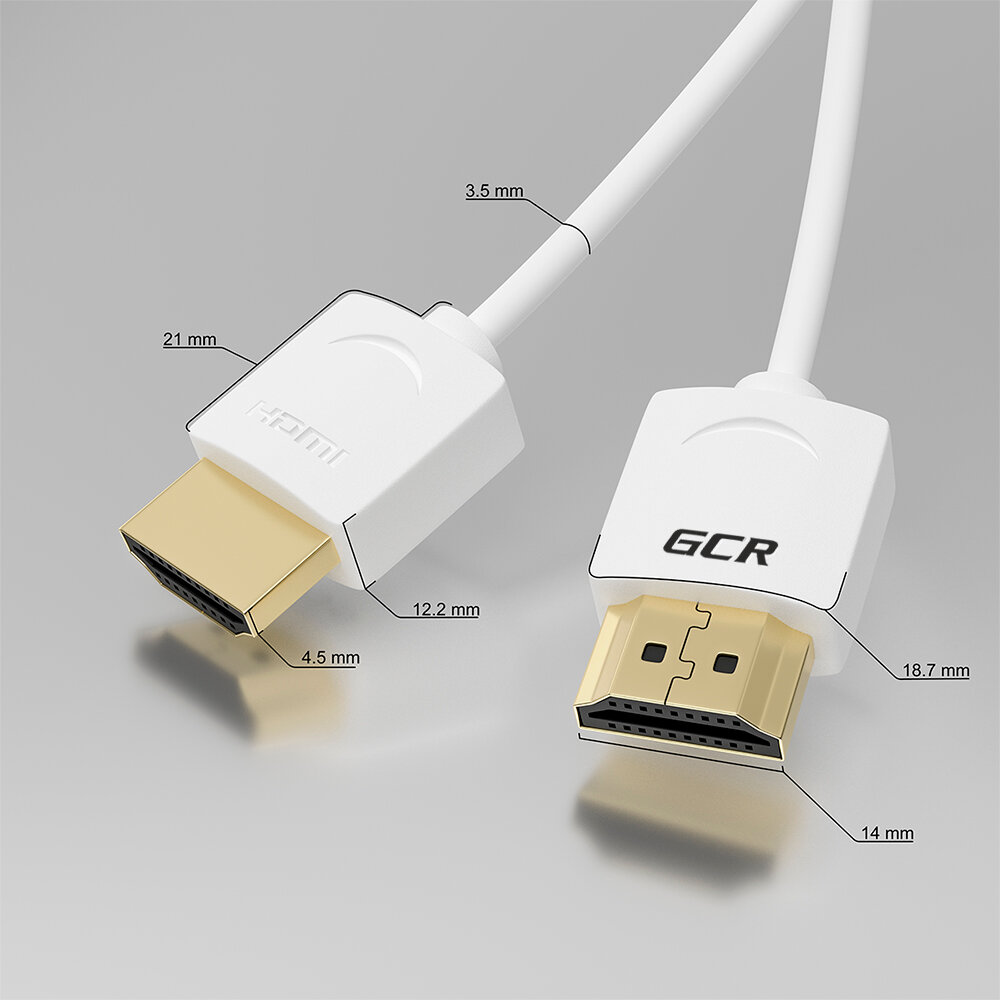 GCR Ультратонкий кабель HDMI2.0 для AppleTV, SLIM, 1.5m, белый, OD3.8mm, HDR 4:2:0, Ultra HD, 4K60Hz, 18.0 Гбит/с, 32/32 AWG Greenconnect HDMI (m) - HDMI (m) 1.5м (GCR-51482) - фото №3