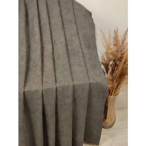 Ткань для пошива штор Канвас премиум на отрез от 1 м, цвет темно-серый, производитель Турция