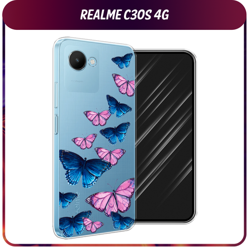 Силиконовый чехол на Realme C30S 4G / Реалми С30S 4G Полет бабочек, прозрачный силиконовый чехол на realme c30s 4g реалми с30s 4g розовые разводы рисунок