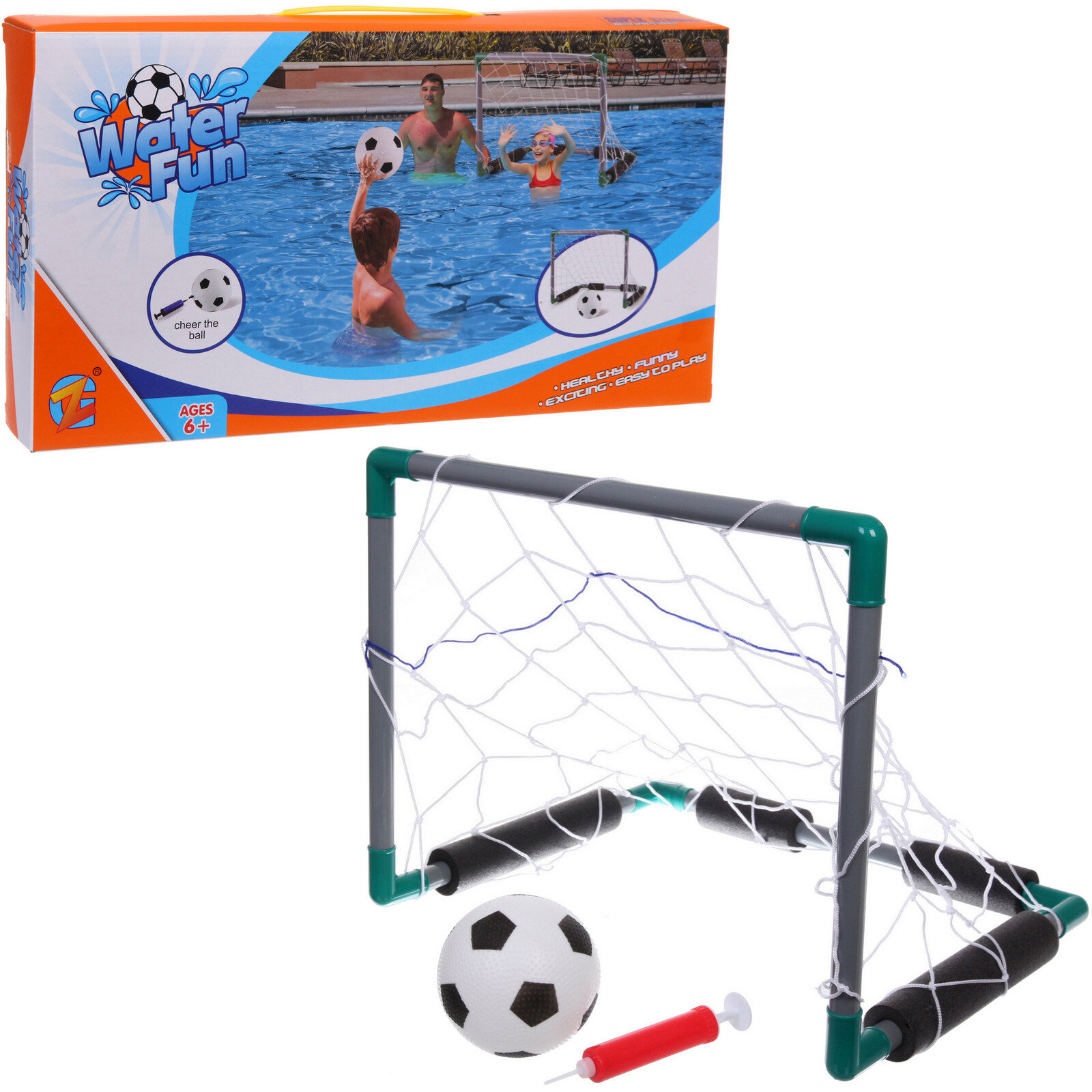 Набор для игры в водное поло, набор для бассейна для бассейна ZG270-262: ворота 47*36,5*36,5 см, мяч 14 см, насос