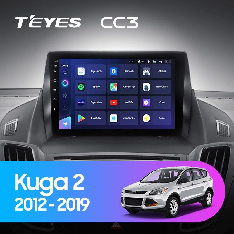 TEYES Магнитола CC3 4 Gb 9.0" для Ford Kuga 2 Escape 3 2012-2019 Вариант комплектации F1 - Для авто без монитора 64 Gb