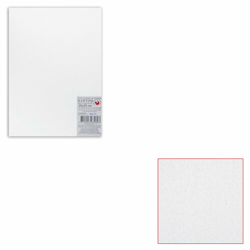 Картон белый грунтованный для живописи, 25х35 см, двусторонний, толщина 2 мм, акриловый грунт упаковка 10 шт.