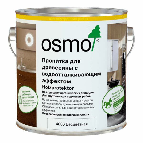 Osmo Пропитка на основе масла воска для дерева Osmo 4006 Holzprotektor 750 мл. (Бесцветная)