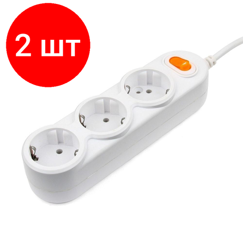 Комплект 2 штук, Удлинитель Power Cube, 3р/5 м с/з выкл, 2200 Вт, 10 А(PC-2-5M) комфорт и безопасность 4х2к з 1 5 м с заземлением с выключателем белый серый 694641