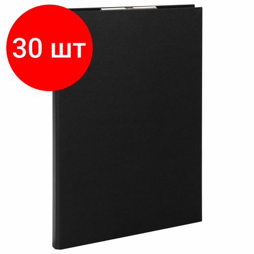 Комплект 30 шт, Папка-планшет STAFF EVERYDAY, А4 (230х314 мм), с прижимом и крышкой, картон/бумвинил, черная, 229053