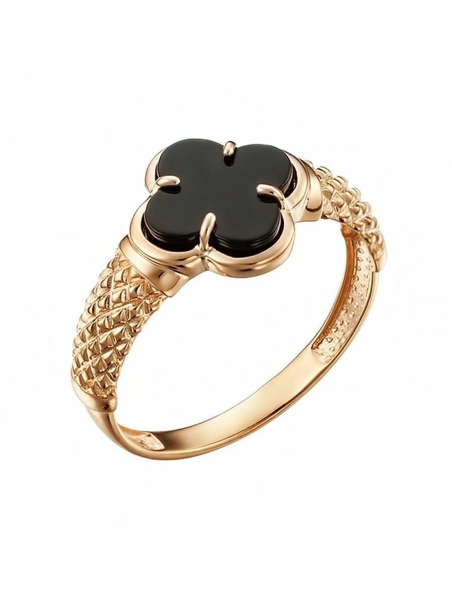 Кольцо, красное золото, 585 проба, оникс