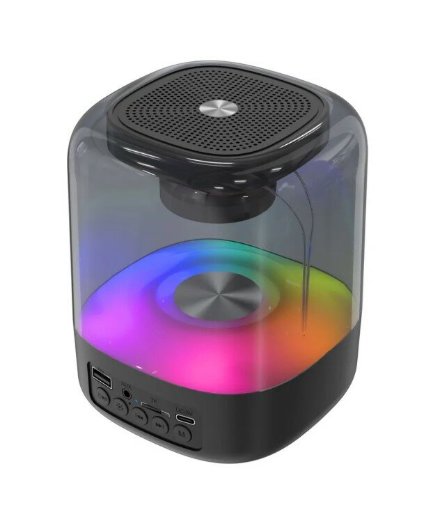 Беспроводная колонка с RGB подсветкой / Многофункциональная акустическая система / Объемный звук / AUX / USB / FM / Bluetooth