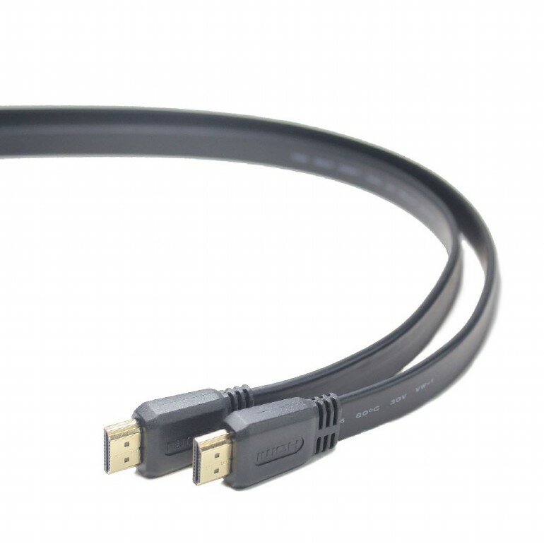 Кабель HDMI 1.8м Gembird v1.4 плоский кабель черный позол.разъем CC-HDMI4F-6 - фото №2