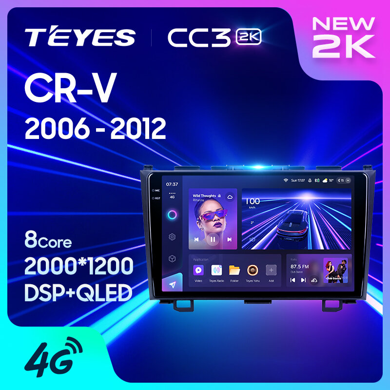 TEYES Тиайс CC3 2K Штатная магнитола For Хонда ЦР-В 3 For Honda CRV CR-V 3 RE 2006 - 2012 no 2 DIN GPS DVD автомагнитола android