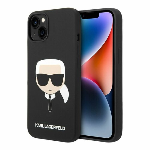 Karl Lagerfeld чехол силиконовый для iPhone 14 Plus, Liquid silicone Karl's Head черный