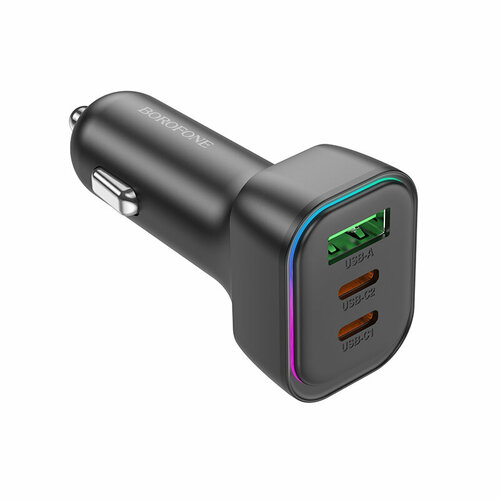 Автомобильное быстрое зарядное устройство 60W 2PD 30W+USB 18W / 2Type-C USB-C+USB черное
