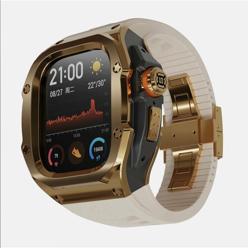 Премиальный ремешок для Apple Watch Ultra 49 mm Стальной в стиле Richard Mille BeigeGoldBlack 8264₽