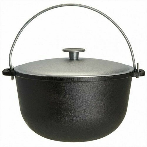 Чугунный казан походный 15 л с крышкой алюминиевой Гардарика 1515-3