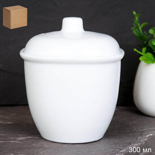Сахарница белая квадратная с крышкой 300 мл / Емкость для меда, орехов, конфет