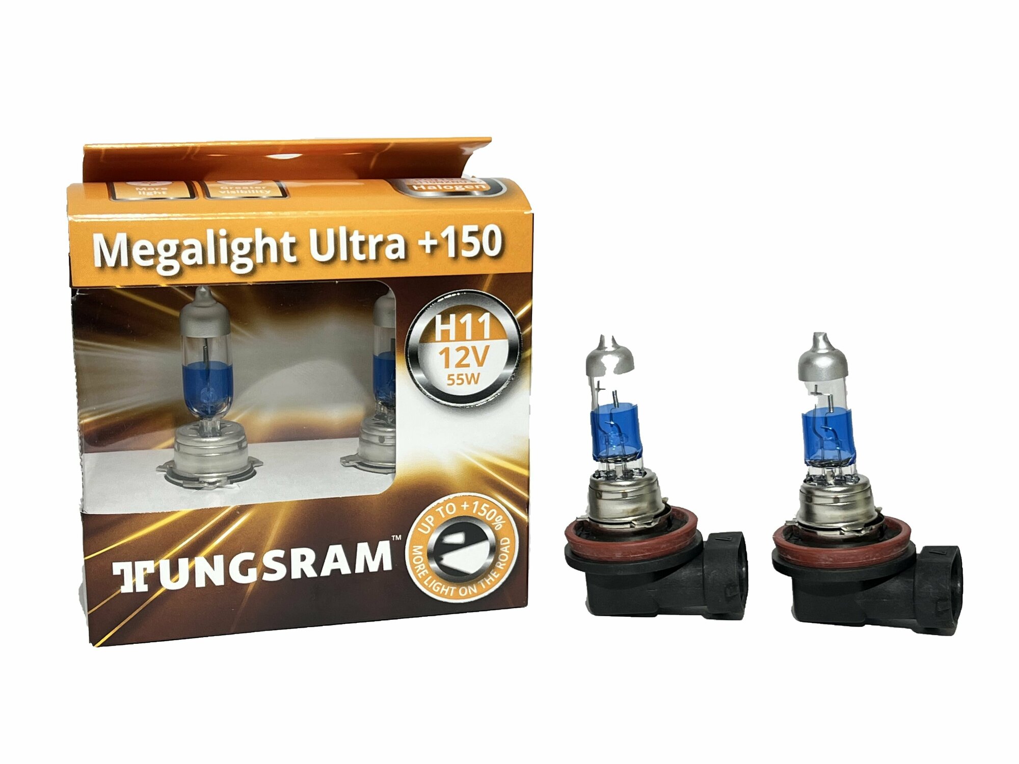 Лампы H11 12V-55W (PGJ19-2) (+150% света) Megalight Ultra +150 (2шт.) 93116877