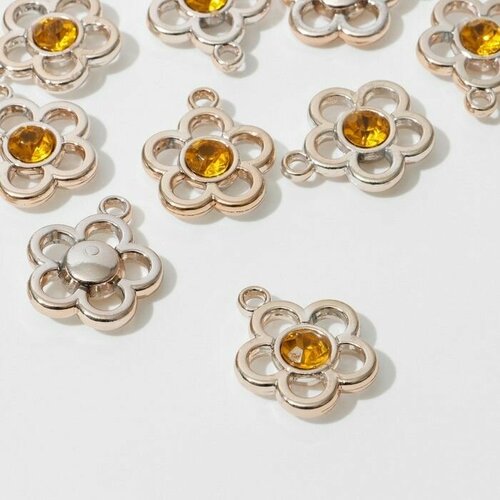 Подвеска Цветок набор 10шт цвет жёлтый в золоте 625₽