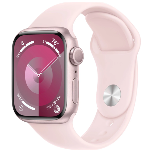 умные часы apple watch series 9 45mm pink s m mr9g3ll a Умные часы Apple Watch Series 9 45 мм Aluminium Case GPS, Pink/Light Pink Sport Band, S/M