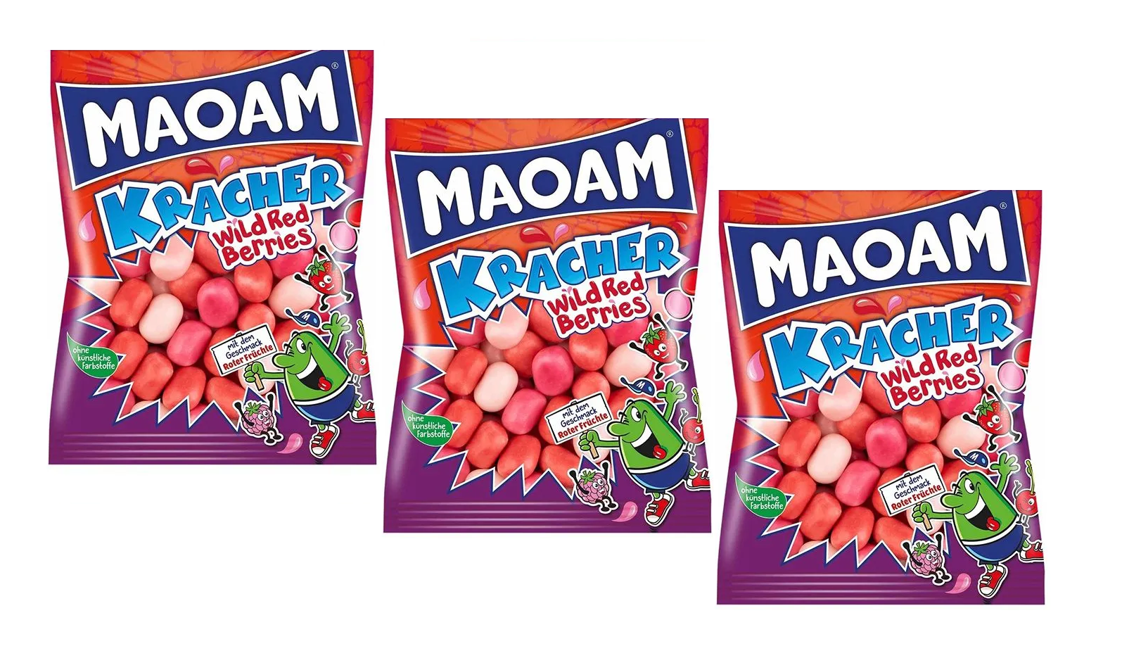 Жевательные конфеты Haribo Maoam Kracher Wild Red Berries, со вкусом диких ягод ( 3 уп. по 200 гр.)