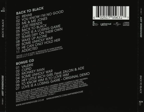 Компакт-диски, Island Records Group, AMY WINEHOUSE - Back To Black (2CD) Медиа - фото №10