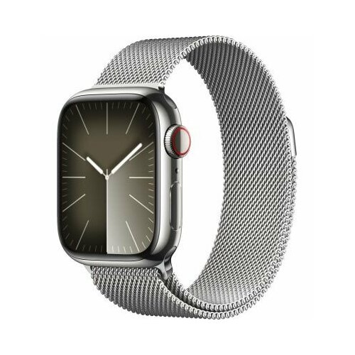 Apple Watch Series 9 45mm Silver Stainless Steel Case with Silver Milanese Loop (GPS + LTE)