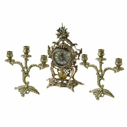 Bronza Portugal BP-28041 Каминные часы с маятником с канделябрами весна