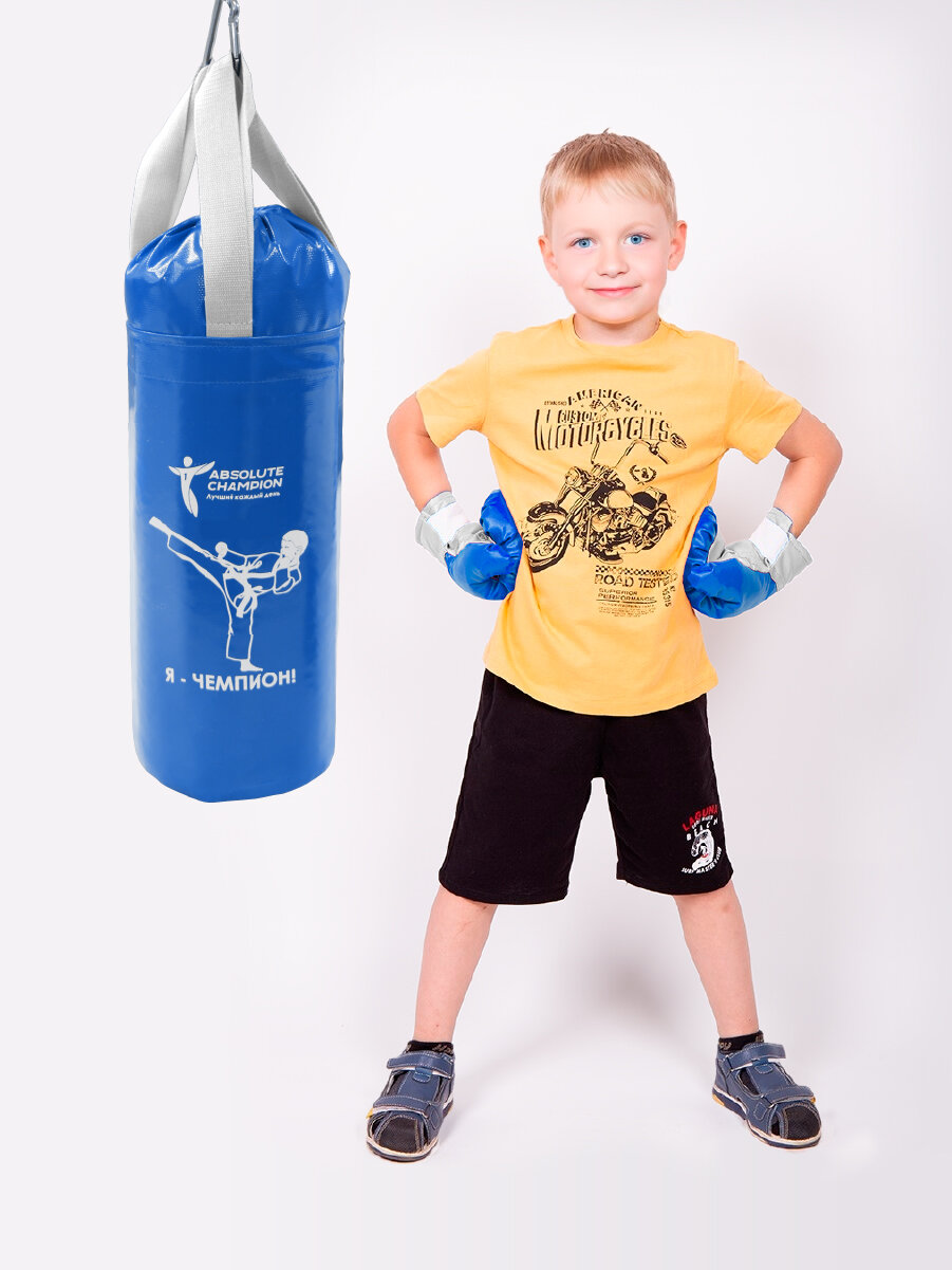 Набор для бокса груша боксерская детская 6 кг и перчатки боксерские детские синий