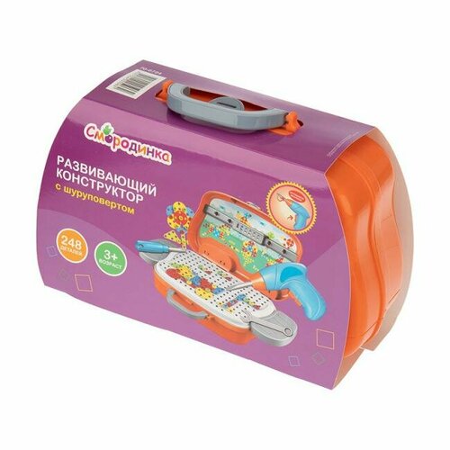 70-0724 Развивающий детский конструктор с шуруповертом и мозаикой Смородинка 248 деталей 1823₽