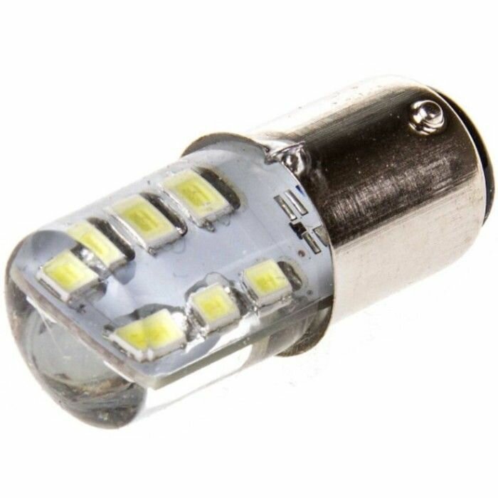 Автолампа диод S25(P21W) 12V 12SMD диодов Белая 2-контактная SKYWAY Габариты, стопы, поворот, задние противотуманки