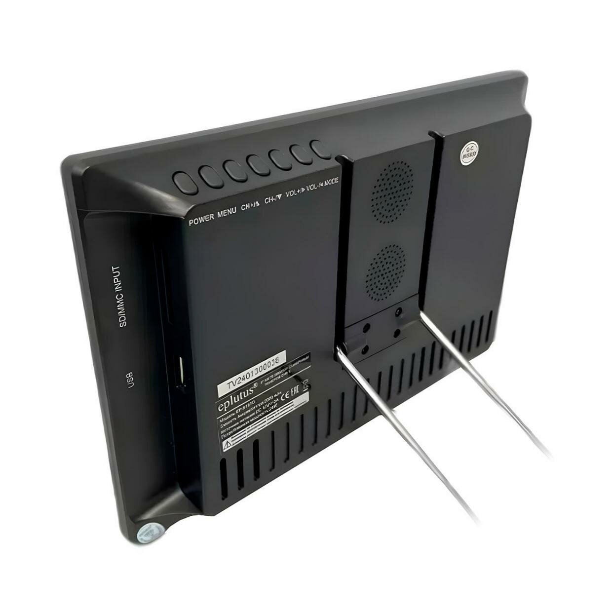 Портативный телевизор Эплутус EP-910TD (EU) (N51747TE) 9дюймов, черный. VGA, HDMI, USB. Экран: 9 цветной TFT ЖК. Разрешение экрана 1200x800.