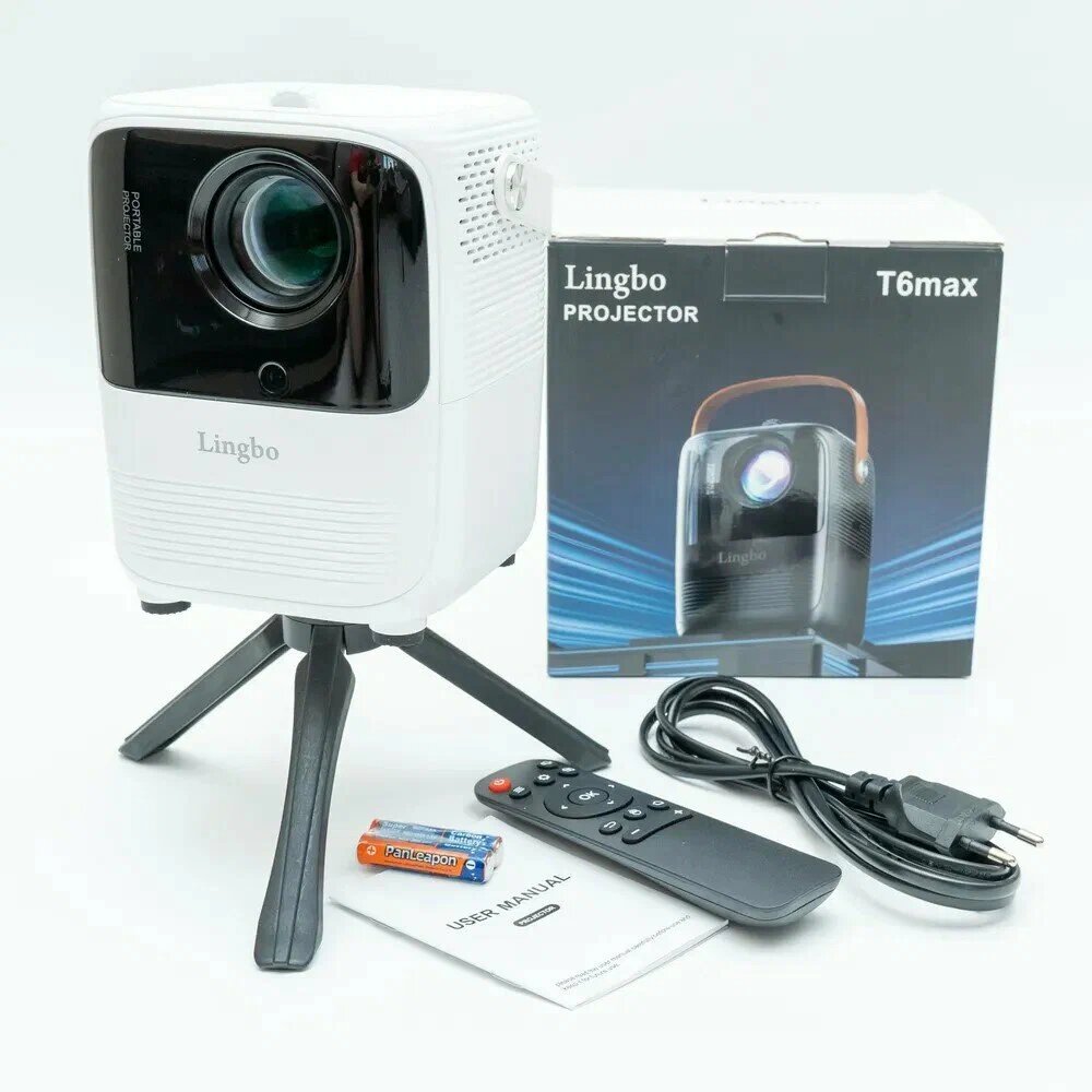 Портативный проектор Lingbo Projector T6 MAX 1920x1080 (Full HD), белый