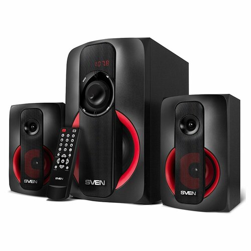 Компьютерные колонки Sven MS-304, 2х10 W + Subwoofer 20 W, Bluetooth, FM, LED-дисплей, пульт, USB, SD (SV-015602)