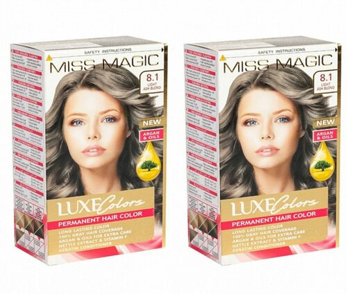 MISS MAGIC Краска для волос Luxe Colors, тон 8.1 Светлый пепельно-русый, 108 мл, 2 штуки/