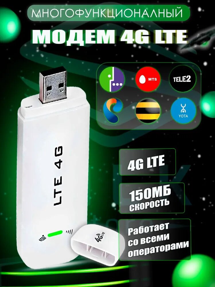 Модем 4g LTE wifi + СИМ Карта В Подарок. Карманный роутер wifi USB LTE белый