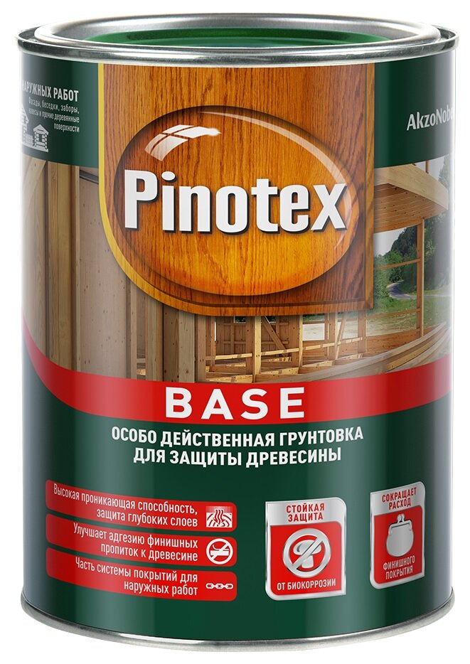 PINOTEX BASE грунт антисептик для защиты древесины от плесени и синевы для наружных работ (1л)