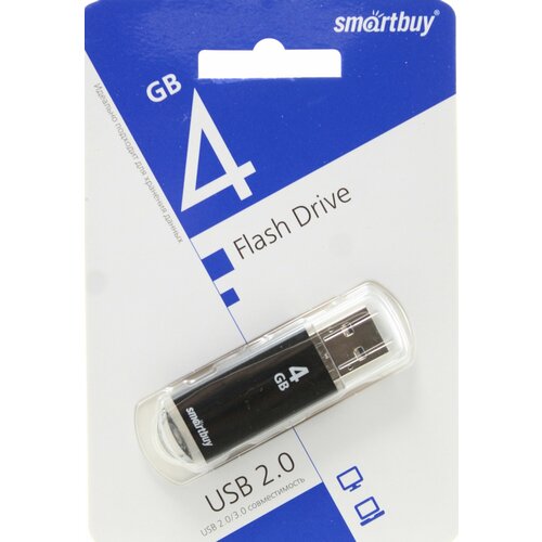 Флешка 4 ГБ USB SmartBuy V-Cut Black