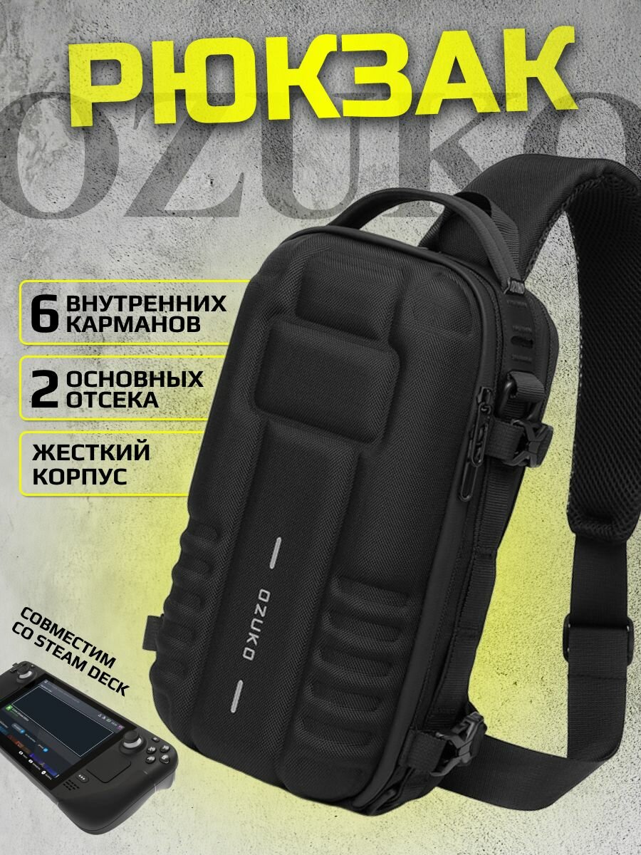 фото Компактный однолямочный рюкзак с жестким корпусом Blue