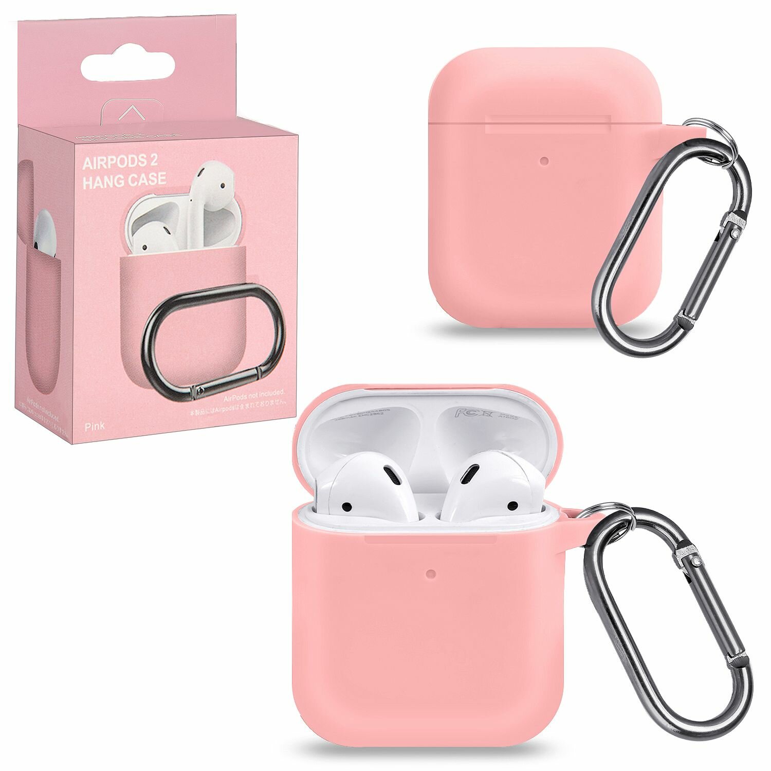 Чехол для наушников Apple AirPods 1/2 с карабином №3 pink