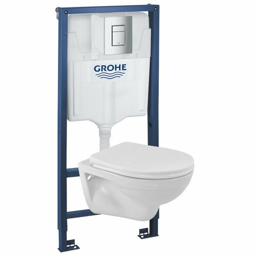 Инсталляция Grohe 38772001 в комплекте с унитазом Jaquar Essco ECS-WHT-955SSPP (39470000) комплект подвесной унитаз jaquar solo sls wht 6953biufsm система инсталляции grohe 38772001