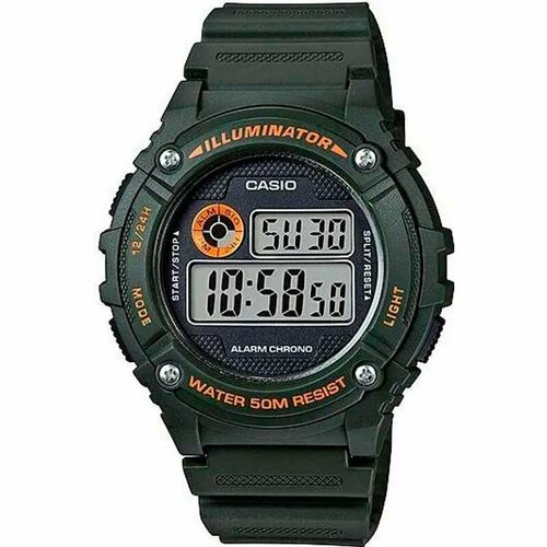 Наручные часы CASIO, зеленый, оранжевый