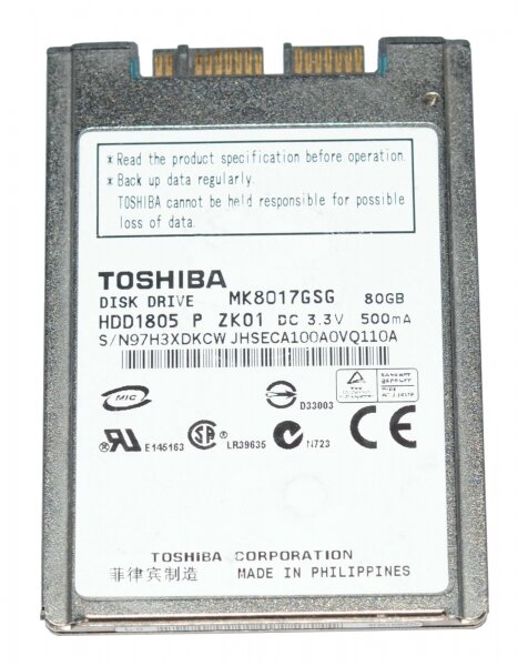 Жесткий диск Toshiba MK8017GSG 80Gb 5400 SATA 1,8" HDD