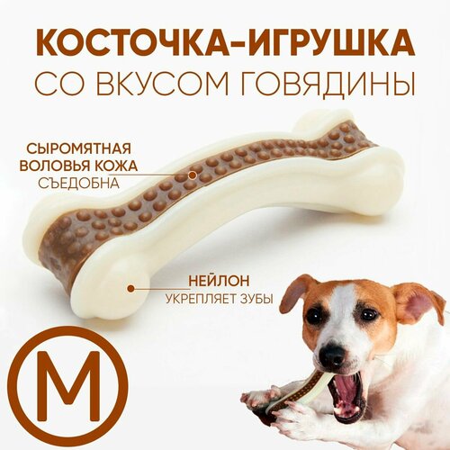 Косточка со вкусом говядины жевательная игрушка лакомство для собак. Размер: M (средний)