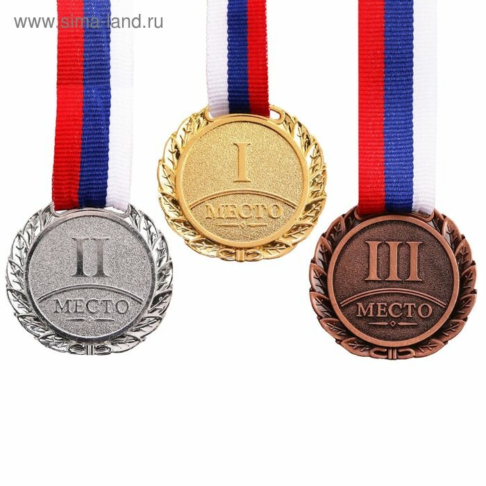 Медаль призовая 2 место 037, d=4 см, серебряная, с лентой