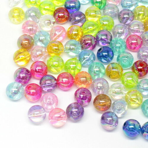 Бусины акриловые круглые Драже разноцветные с отливом диаметр 8 мм 200 шт ВсемБусики 329₽