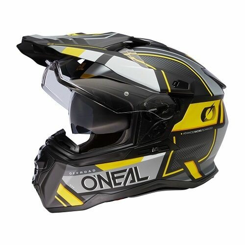 Шлем кроссовый со стеклом O'NEAL D-SRS Square V24, мат. желтый/черный, XL