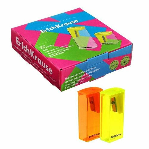 Точилка 1 отверстие ErichKrause City Neon с контейнером пластиковая 450₽