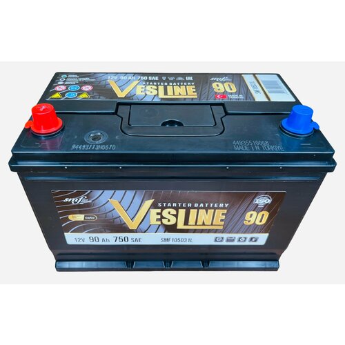 Аккумулятор автомобильный Vesline Asia 90 Ач 720 A п. п. SMF 105D31R 306х173х225 95 ач