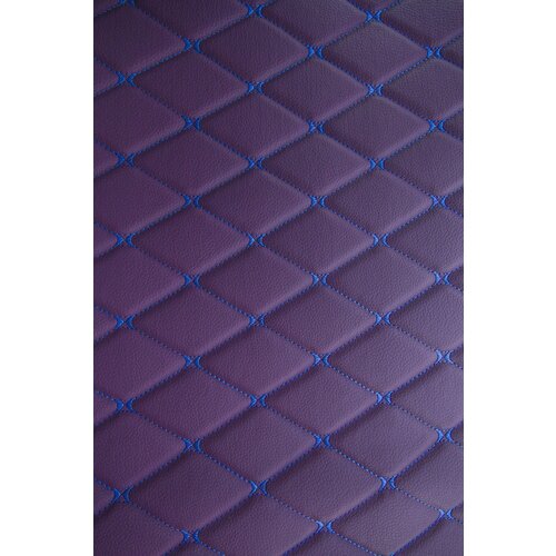 Стеганая экокожа + поролон 3мм фиолетовая с синей строчкой бабочка 140см*200см